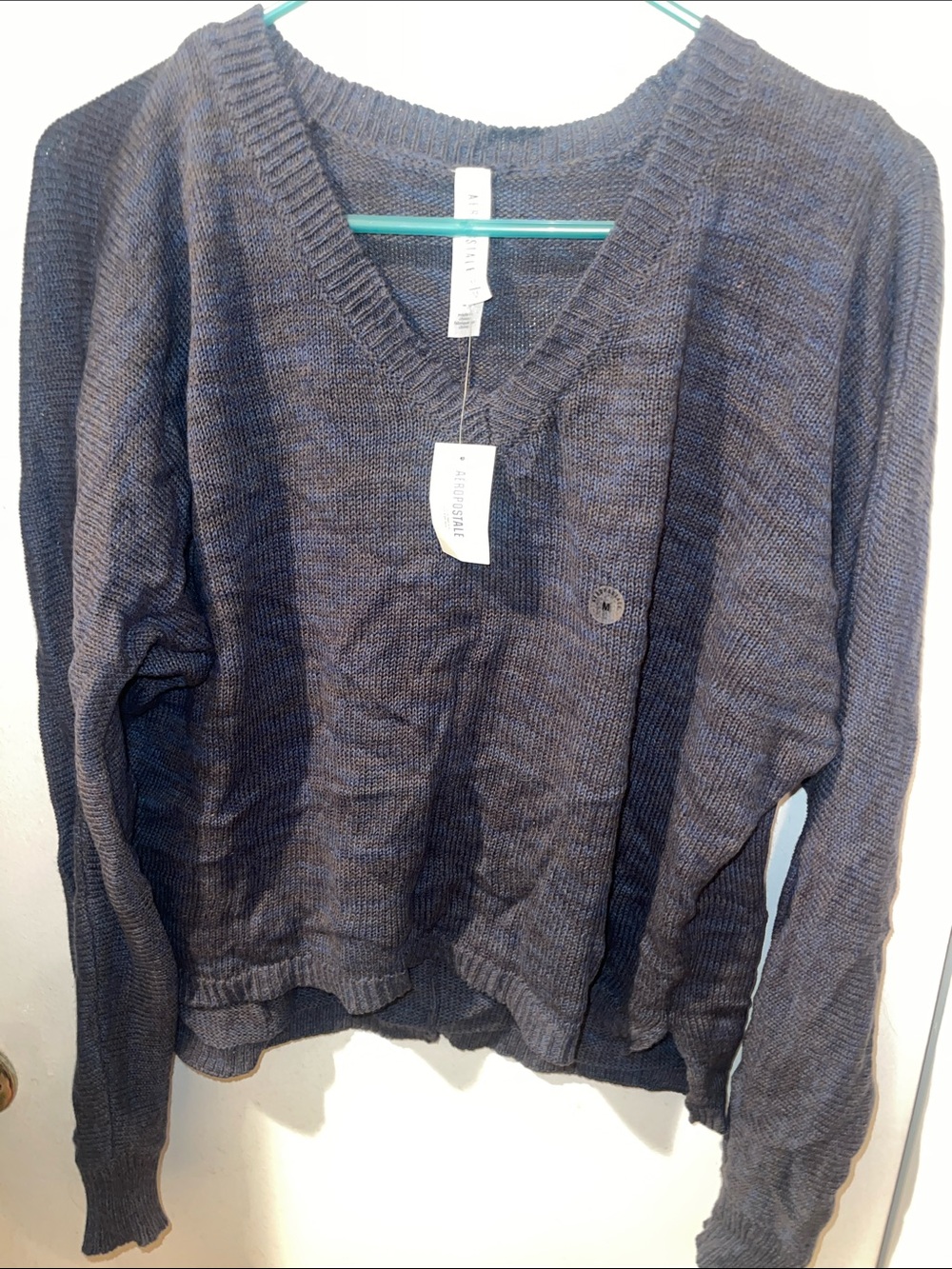 Aeropostale Navy V-Neck Knit Sweater
